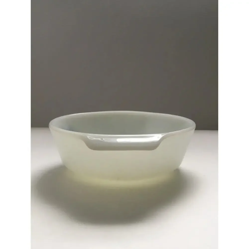 Vintage Anchor Hocking Milk Glass Blue Cornflower Print Serving Dish White